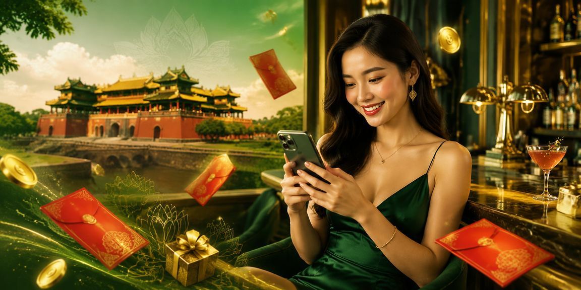 Người dùng Huế nhận thưởng qua giao dịch tài chính trực tuyến với biểu tượng phong bì đỏ